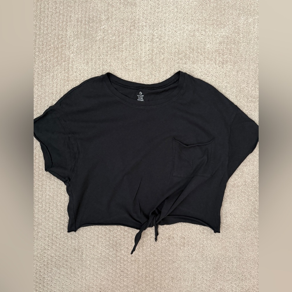Aerie Black Crop Top with Pocket
